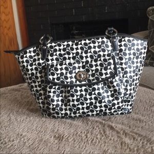 EUC Coach black and white logo tote